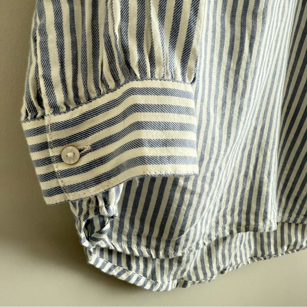 Aerie Striped Ruffle Trim Long Sleeve Tunic Blouse Top Medium New - Picture 6 of 8